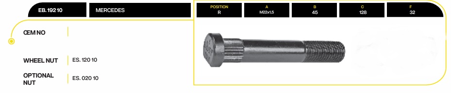 MERCEDES ÖZEL 128 MM FREZELİ SOMUNSUZ